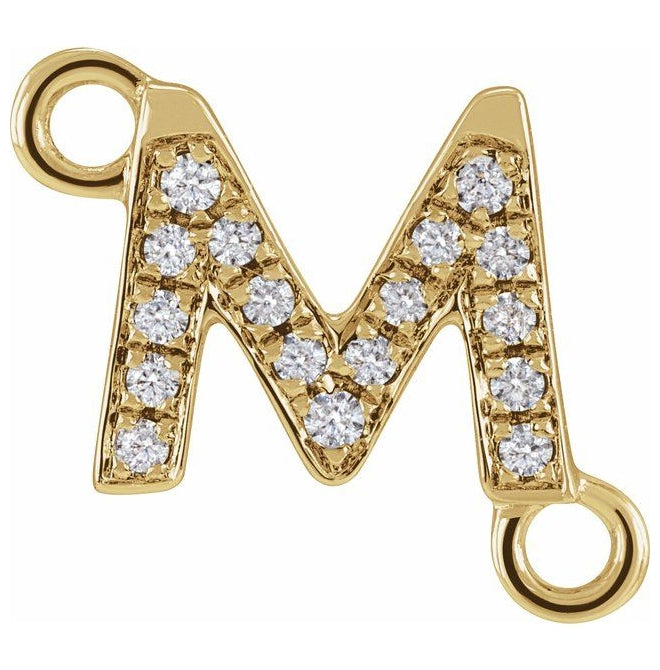 14K Yellow Or White Or Rose Gold Petite Pave Round I1, G-H Polished Natural Diamond Initial Link