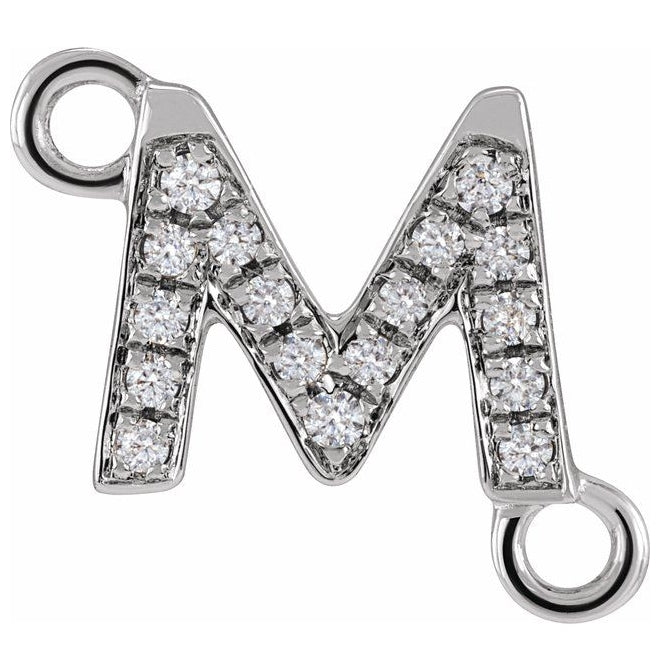 14K Yellow Or White Or Rose Gold Petite Pave Round I1, G-H Polished Natural Diamond Initial Link