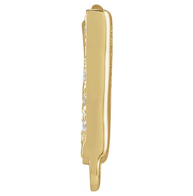 14K Yellow Or White Or Rose Gold Petite Pave Round I1, G-H Polished Natural Diamond Initial Link