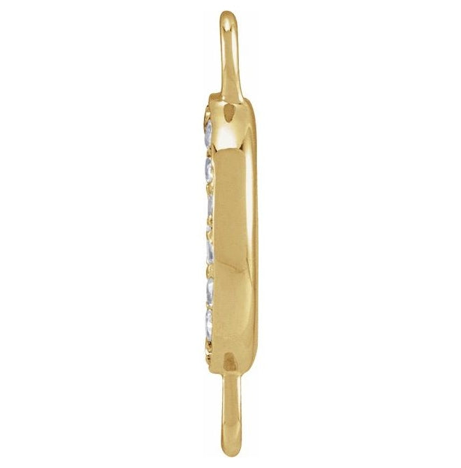 14K Yellow Or White Or Rose Gold Petite Pave Round I1, G-H Polished Natural Diamond Initial Link