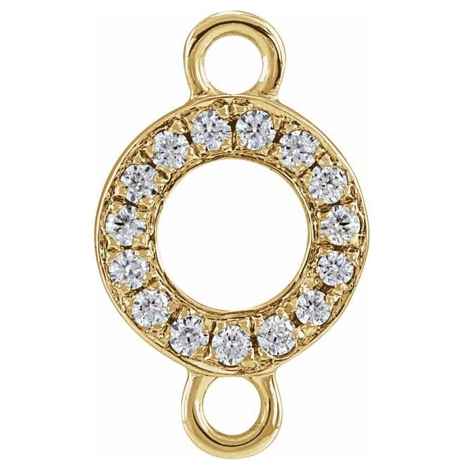 14K Yellow Or White Or Rose Gold Petite Pave Round I1, G-H Polished Natural Diamond Initial Link