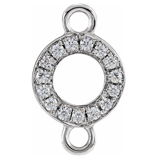 14K Yellow Or White Or Rose Gold Petite Pave Round I1, G-H Polished Natural Diamond Initial Link