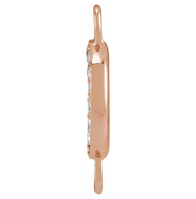 14K Yellow Or White Or Rose Gold Petite Pave Round I1, G-H Polished Natural Diamond Initial Link