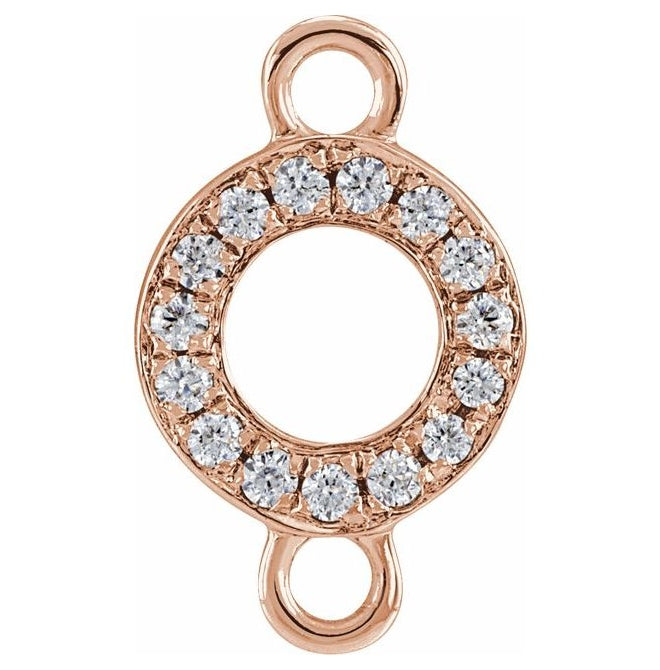 14K Yellow Or White Or Rose Gold Petite Pave Round I1, G-H Polished Natural Diamond Initial Link