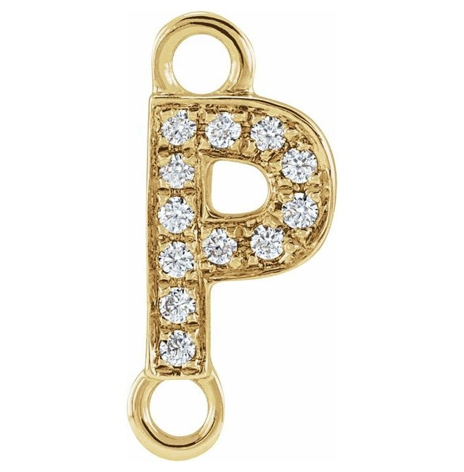 14K Yellow Or White Or Rose Gold Petite Pave Round I1, G-H Polished Natural Diamond Initial Link