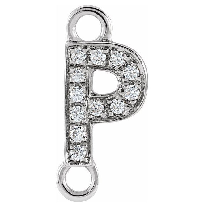 14K Yellow Or White Or Rose Gold Petite Pave Round I1, G-H Polished Natural Diamond Initial Link