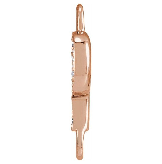 14K Yellow Or White Or Rose Gold Petite Pave Round I1, G-H Polished Natural Diamond Initial Link