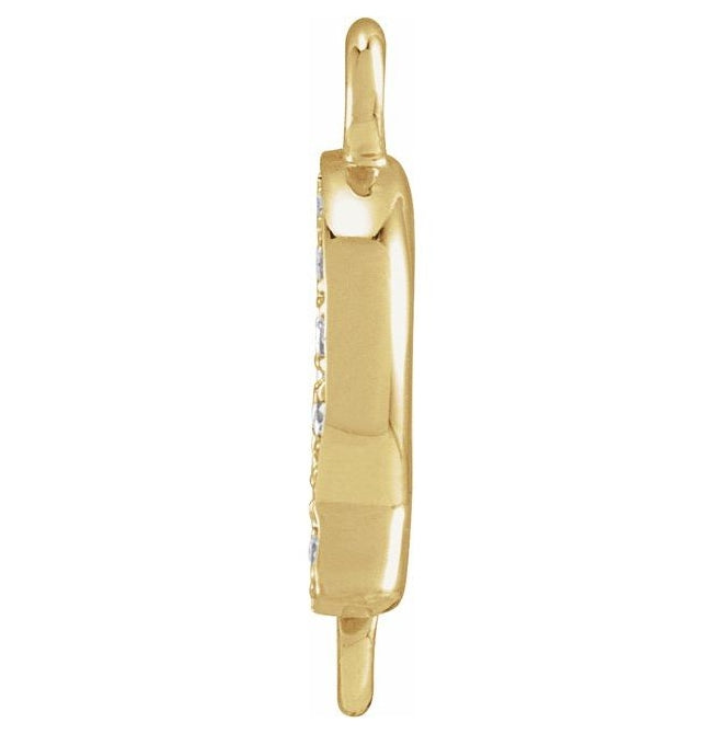 14K Yellow Or White Or Rose Gold Petite Pave Round I1, G-H Polished Natural Diamond Initial Link