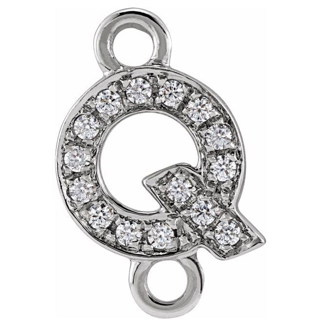 14K Yellow Or White Or Rose Gold Petite Pave Round I1, G-H Polished Natural Diamond Initial Link