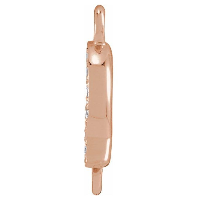 14K Yellow Or White Or Rose Gold Petite Pave Round I1, G-H Polished Natural Diamond Initial Link