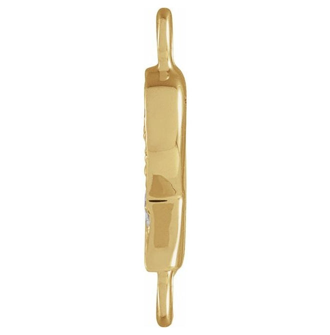 14K Yellow Or White Or Rose Gold Petite Pave Round I1, G-H Polished Natural Diamond Initial Link