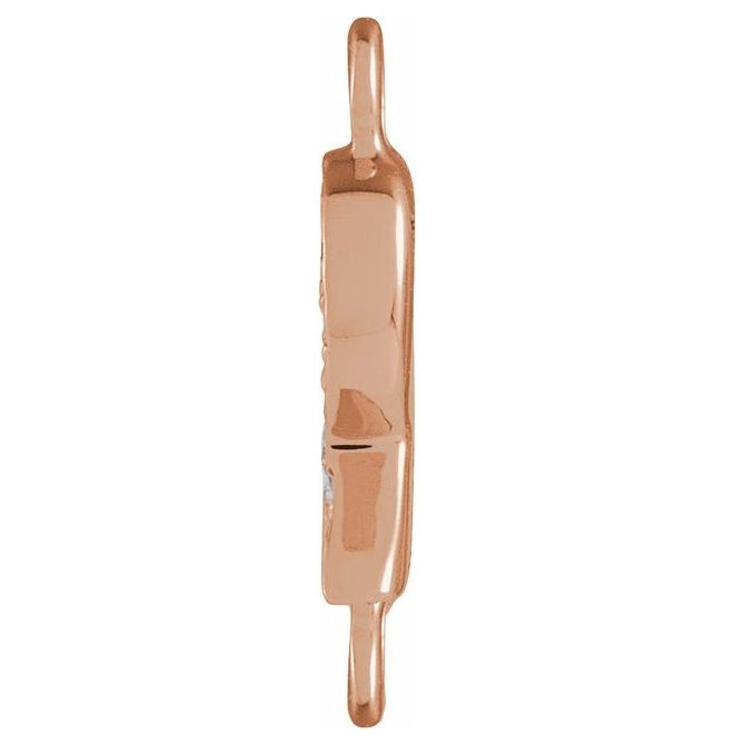 14K Yellow Or White Or Rose Gold Petite Pave Round I1, G-H Polished Natural Diamond Initial Link