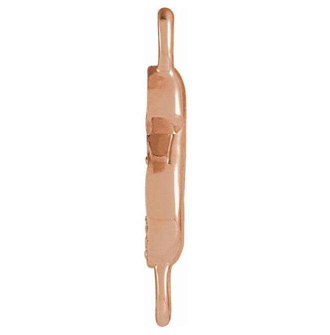 14K Yellow Or White Or Rose Gold Petite Pave Round I1, G-H Polished Natural Diamond Initial Link