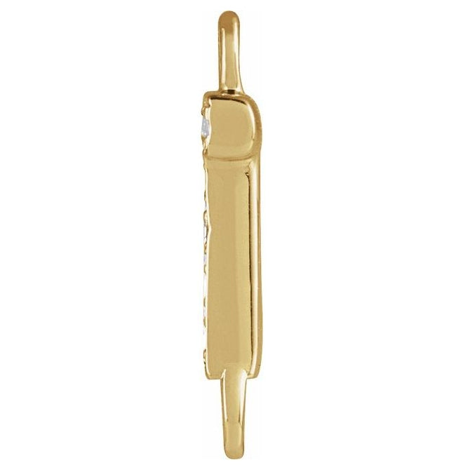 14K Yellow Or White Or Rose Gold Petite Pave Round I1, G-H Polished Natural Diamond Initial Link