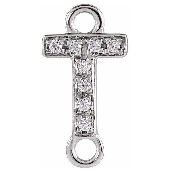 14K Yellow Or White Or Rose Gold Petite Pave Round I1, G-H Polished Natural Diamond Initial Link