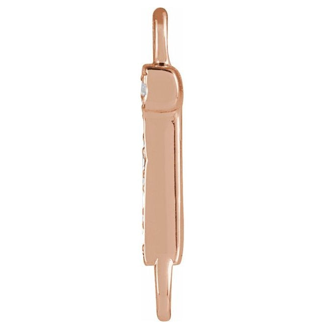14K Yellow Or White Or Rose Gold Petite Pave Round I1, G-H Polished Natural Diamond Initial Link