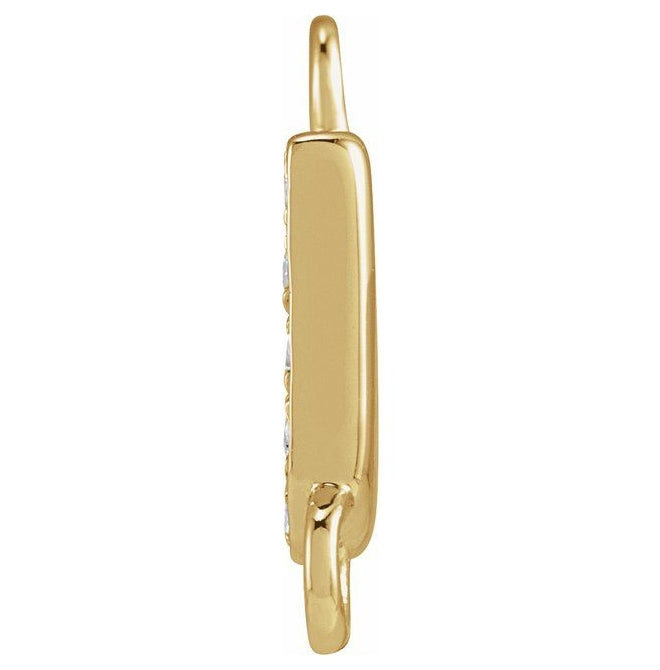 14K Yellow Or White Or Rose Gold Petite Pave Round I1, G-H Polished Natural Diamond Initial Link