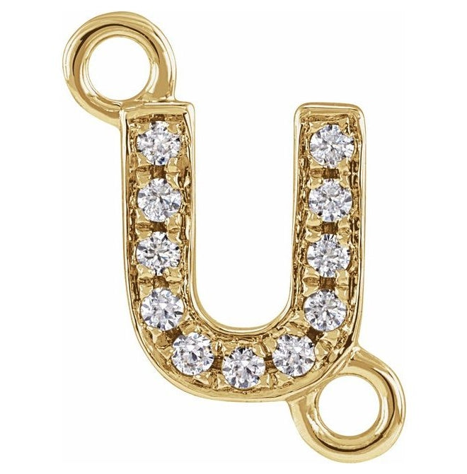 14K Yellow Or White Or Rose Gold Petite Pave Round I1, G-H Polished Natural Diamond Initial Link