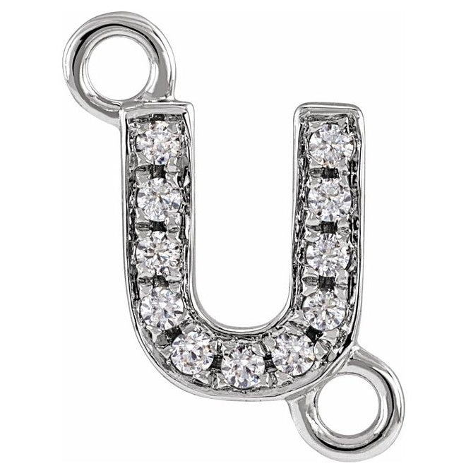 14K Yellow Or White Or Rose Gold Petite Pave Round I1, G-H Polished Natural Diamond Initial Link