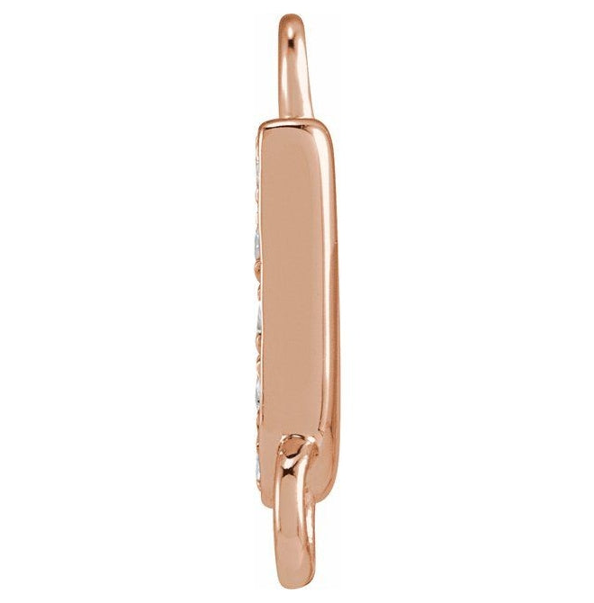 14K Yellow Or White Or Rose Gold Petite Pave Round I1, G-H Polished Natural Diamond Initial Link