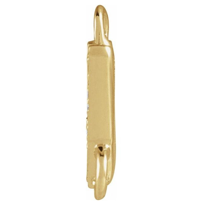 14K Yellow Or White Or Rose Gold Petite Pave Round I1, G-H Polished Natural Diamond Initial Link