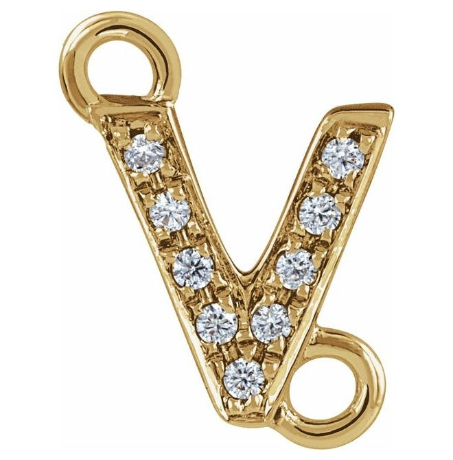 14K Yellow Or White Or Rose Gold Petite Pave Round I1, G-H Polished Natural Diamond Initial Link
