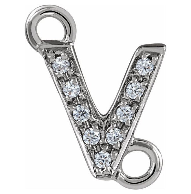 14K Yellow Or White Or Rose Gold Petite Pave Round I1, G-H Polished Natural Diamond Initial Link