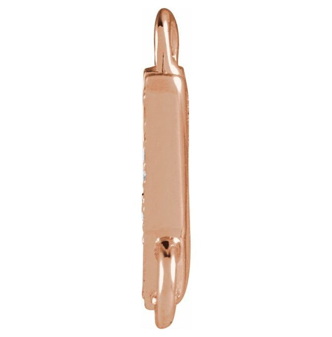 14K Yellow Or White Or Rose Gold Petite Pave Round I1, G-H Polished Natural Diamond Initial Link