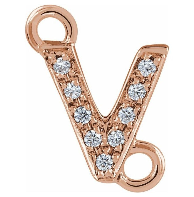 14K Yellow Or White Or Rose Gold Petite Pave Round I1, G-H Polished Natural Diamond Initial Link