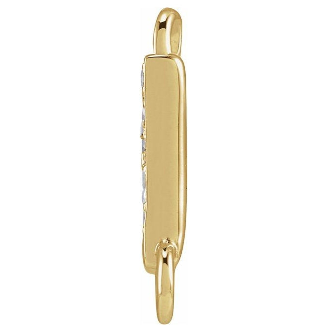 14K Yellow Or White Or Rose Gold Petite Pave Round I1, G-H Polished Natural Diamond Initial Link