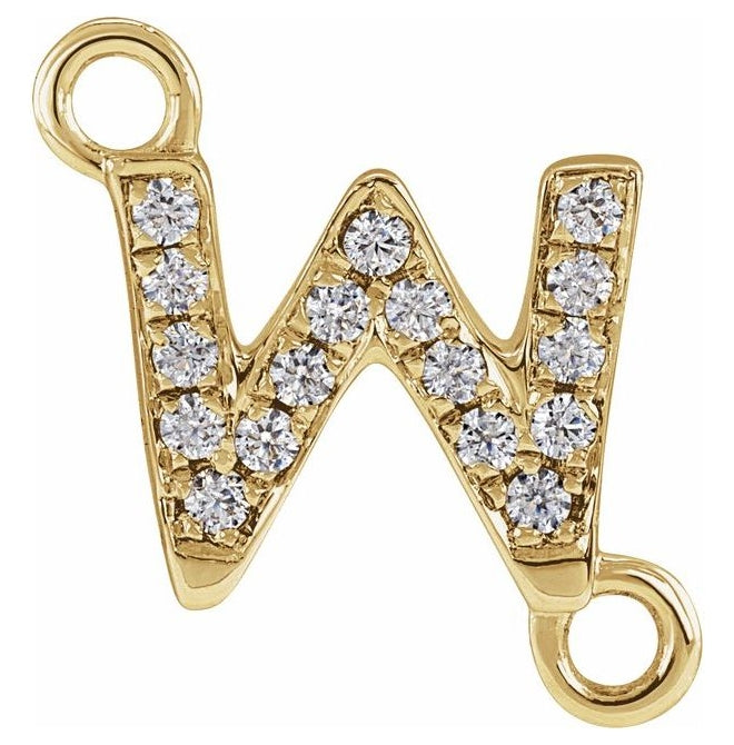 14K Yellow Or White Or Rose Gold Petite Pave Round I1, G-H Polished Natural Diamond Initial Link