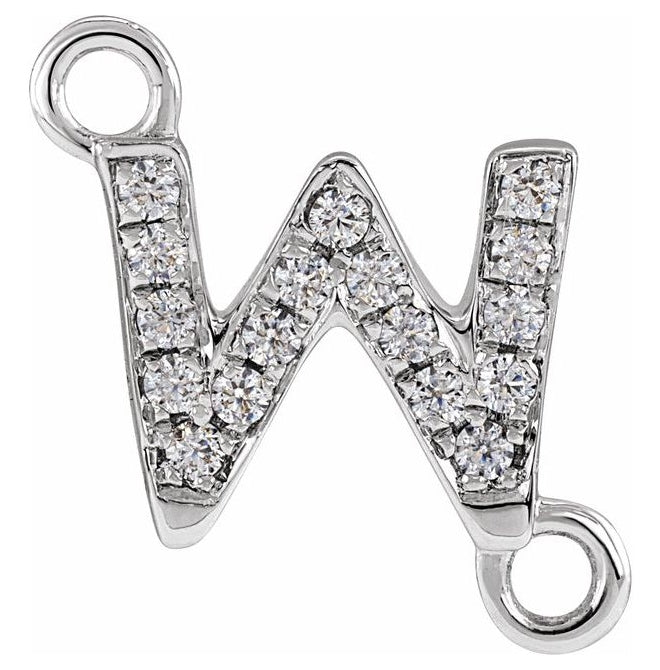 14K Yellow Or White Or Rose Gold Petite Pave Round I1, G-H Polished Natural Diamond Initial Link