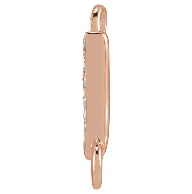 14K Yellow Or White Or Rose Gold Petite Pave Round I1, G-H Polished Natural Diamond Initial Link