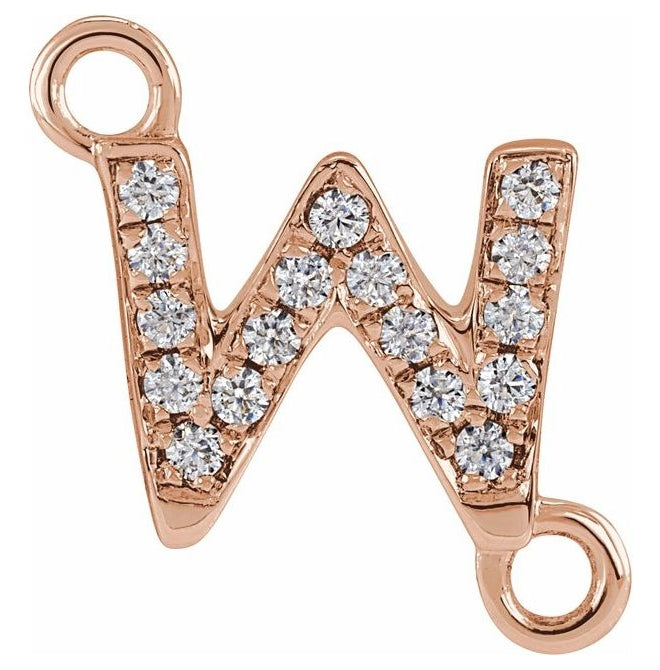 14K Yellow Or White Or Rose Gold Petite Pave Round I1, G-H Polished Natural Diamond Initial Link