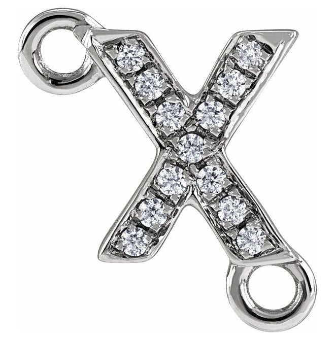 14K Yellow Or White Or Rose Gold Petite Pave Round I1, G-H Polished Natural Diamond Initial Link