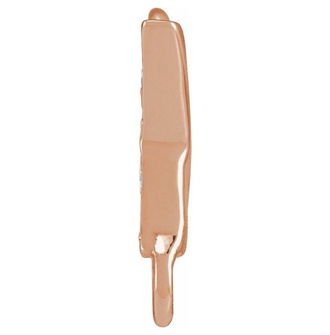 14K Yellow Or White Or Rose Gold Petite Pave Round I1, G-H Polished Natural Diamond Initial Link