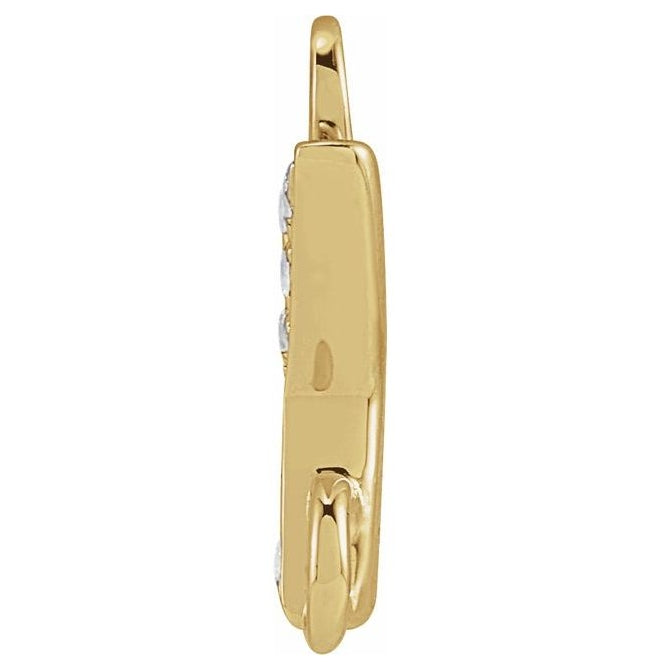 14K Yellow Or White Or Rose Gold Petite Pave Round I1, G-H Polished Natural Diamond Initial Link