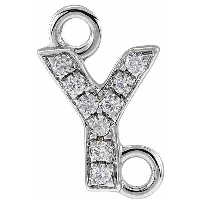 14K Yellow Or White Or Rose Gold Petite Pave Round I1, G-H Polished Natural Diamond Initial Link