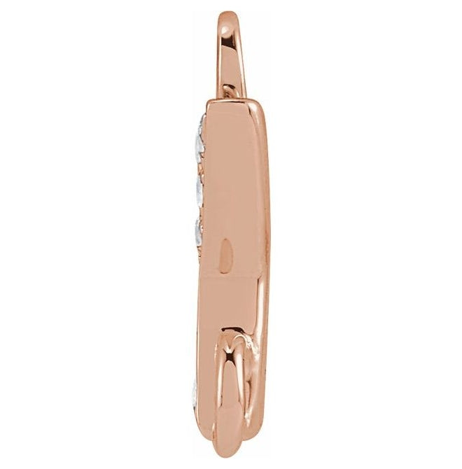 14K Yellow Or White Or Rose Gold Petite Pave Round I1, G-H Polished Natural Diamond Initial Link