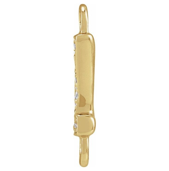 14K Yellow Or White Or Rose Gold Petite Pave Round I1, G-H Polished Natural Diamond Initial Link