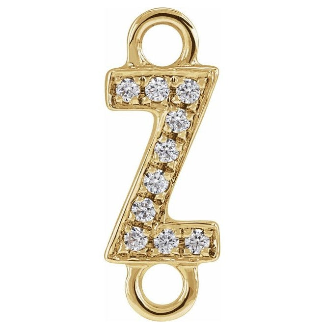 14K Yellow Or White Or Rose Gold Petite Pave Round I1, G-H Polished Natural Diamond Initial Link