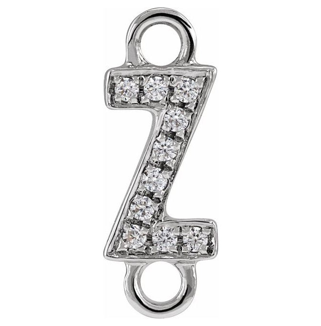 14K Yellow Or White Or Rose Gold Petite Pave Round I1, G-H Polished Natural Diamond Initial Link