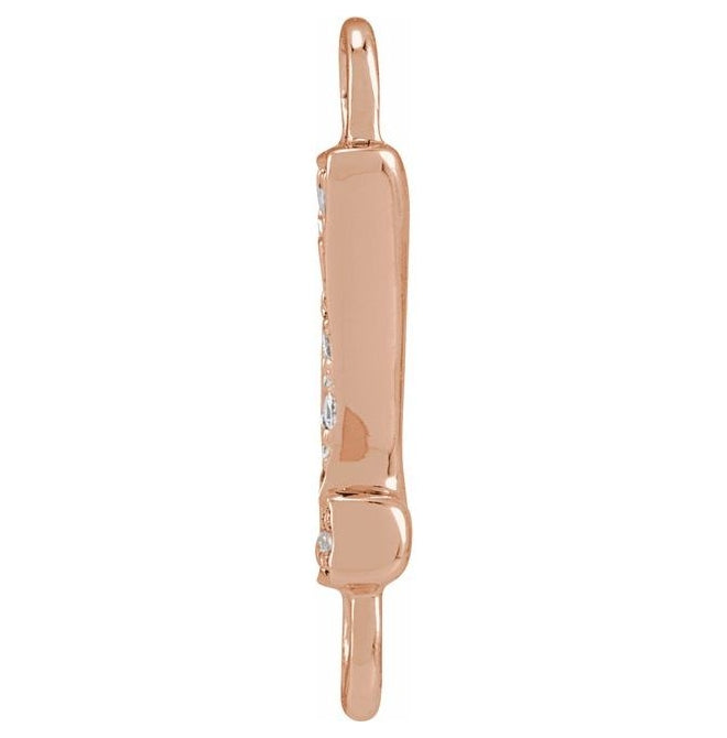 14K Yellow Or White Or Rose Gold Petite Pave Round I1, G-H Polished Natural Diamond Initial Link