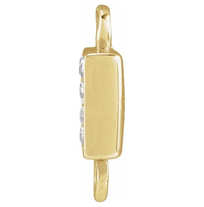 14K Yellow Or White Or Rose Gold  Petite Pave Round .75 Mm I1, G-H :: 0.03 Ctw Polished Natural Diamond Initial A Link
