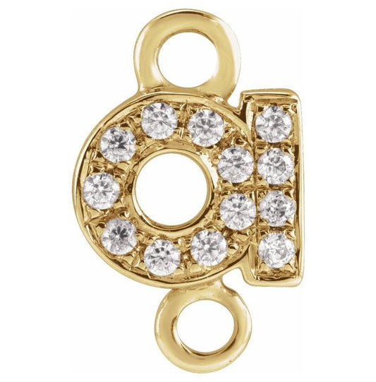 14K Yellow Or White Or Rose Gold  Petite Pave Round .75 Mm I1, G-H :: 0.03 Ctw Polished Natural Diamond Initial A Link