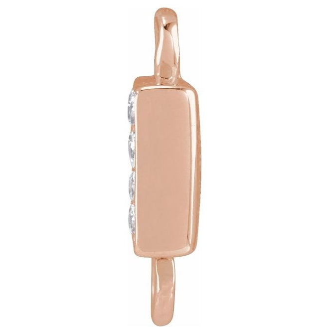14K Yellow Or White Or Rose Gold  Petite Pave Round .75 Mm I1, G-H :: 0.03 Ctw Polished Natural Diamond Initial A Link