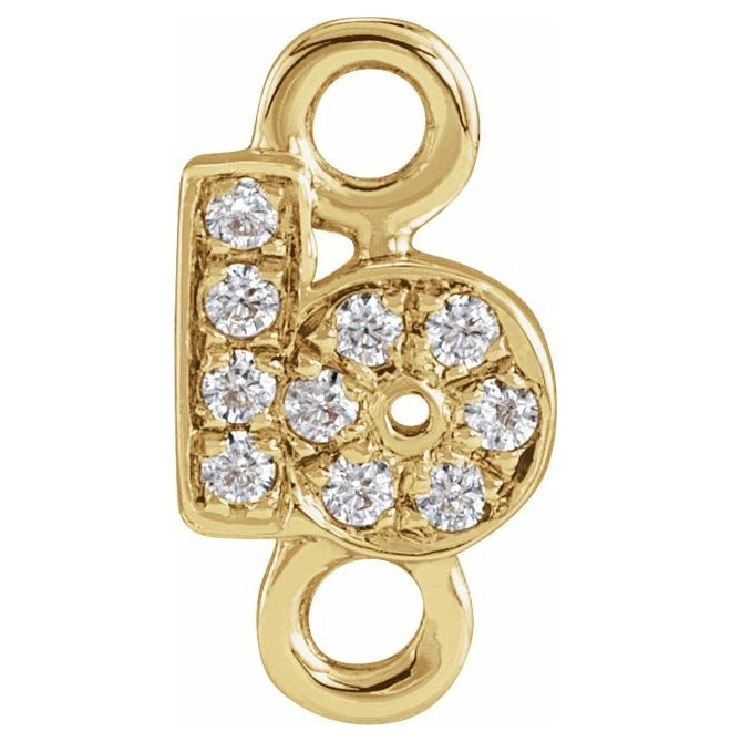 14K Yellow Or White Or Rose Gold  Petite Pave Round .75 Mm I1, G-H :: 0.03 Ctw Polished Natural Diamond Initial A Link