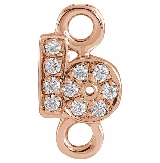 14K Yellow Or White Or Rose Gold  Petite Pave Round .75 Mm I1, G-H :: 0.03 Ctw Polished Natural Diamond Initial A Link