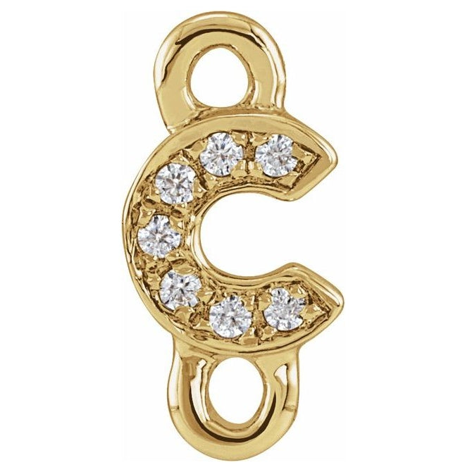 14K Yellow Or White Or Rose Gold  Petite Pave Round .75 Mm I1, G-H :: 0.03 Ctw Polished Natural Diamond Initial A Link