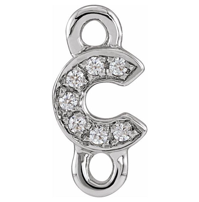 14K Yellow Or White Or Rose Gold  Petite Pave Round .75 Mm I1, G-H :: 0.03 Ctw Polished Natural Diamond Initial A Link